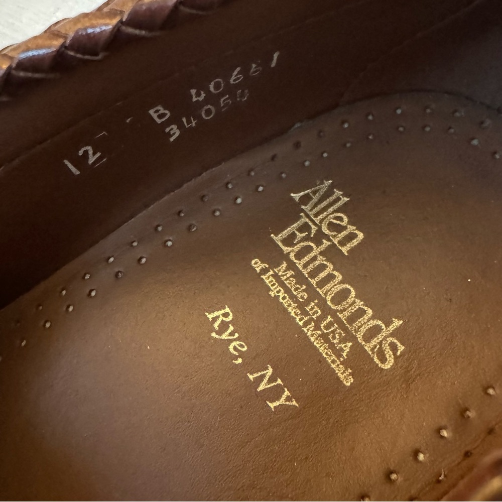 Allen Edmonds Woven Penny Loafers — Black & Brown Leather — Size 12B - Picture 4 of 4